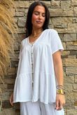 Lina Linen Blend Smock Over Shirt White